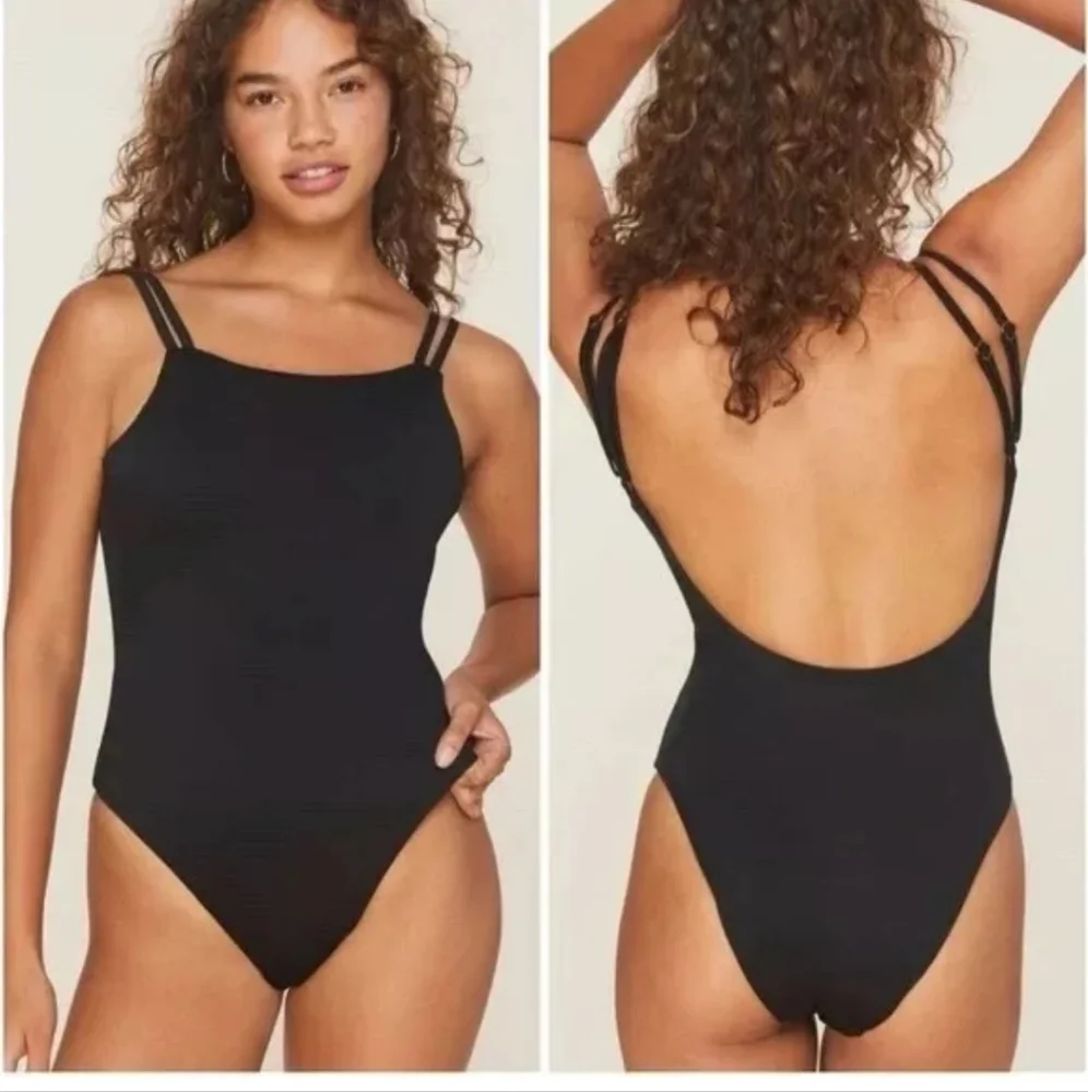Andie Swim The Rockaway One Piece Swimsuit Flat Black New - Picture 1 of 2